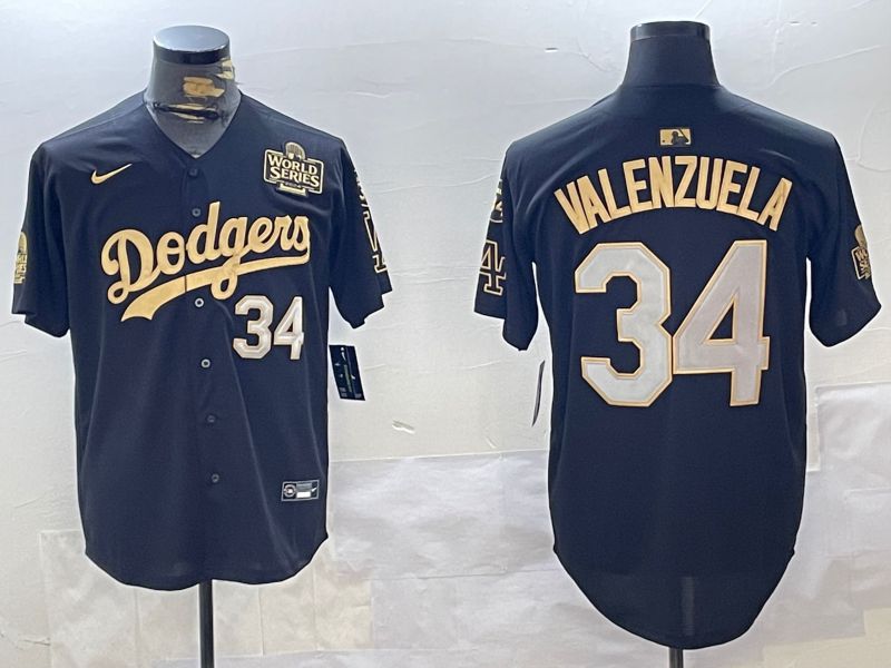 Men Los Angeles Dodgers #34 Valenzuela Black Gold Game 2024 Nike MLB Jersey style 12022->los angeles dodgers->MLB Jersey
